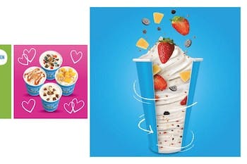 Mainoskuvia eri jäätelöannoksista.