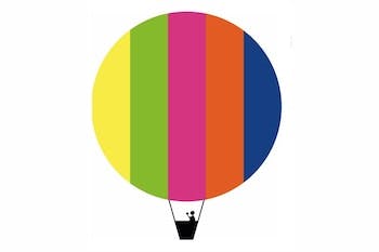 Monitorin logo, jossa värikäs kuumailmapallo